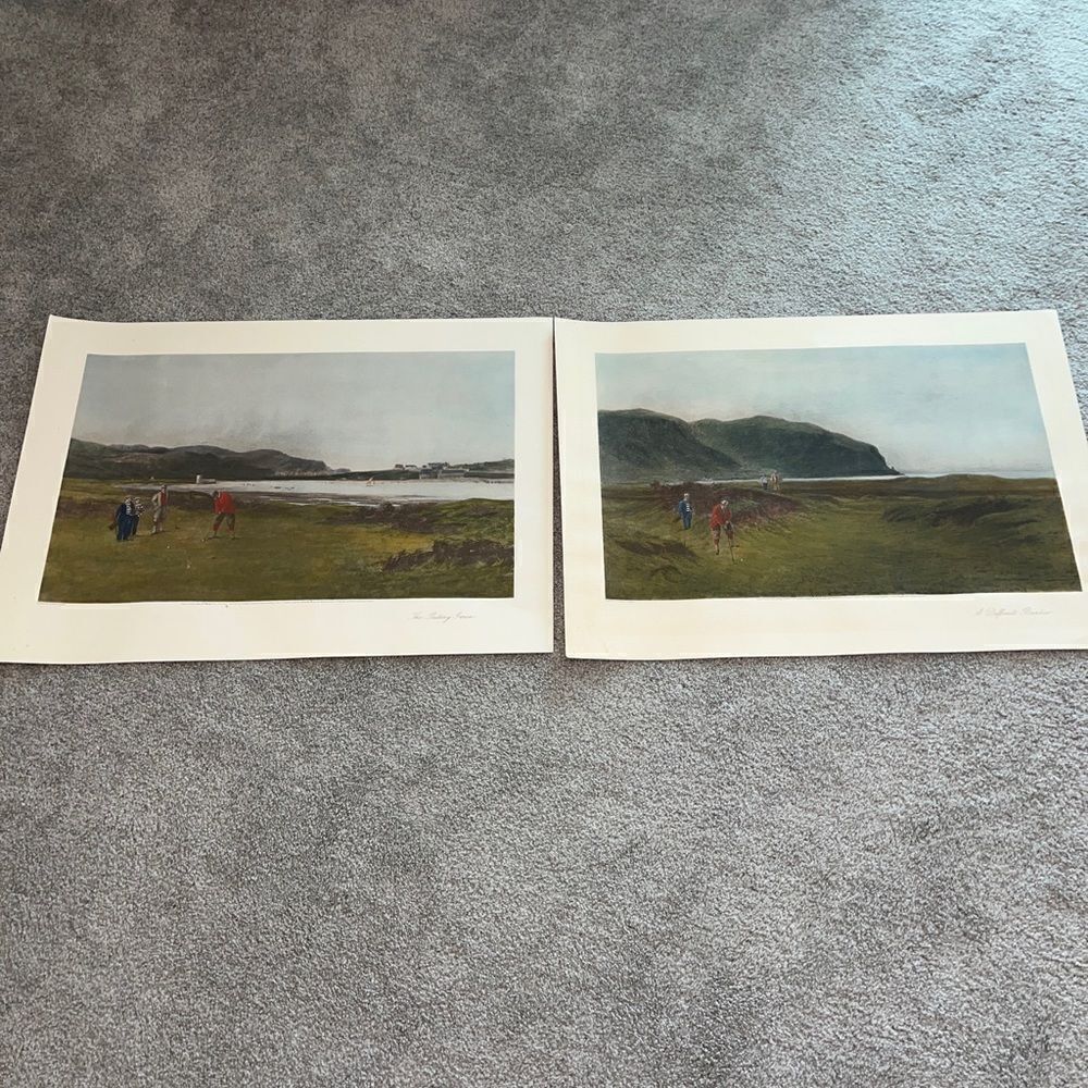 2-LITHOGRAPHS DOUGLAS ADAMS THE PUTTING GREEN & DIFFICULT BUNKER Henry Graves